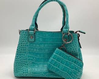 Patricia Nash Teal Croc Handbag