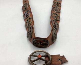 Early 20th Century Navajo Sterling Silver & Coral Concho Belt