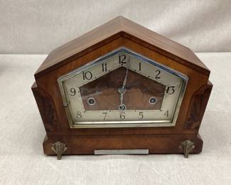 1930s Walnut Art Deco Clock Working