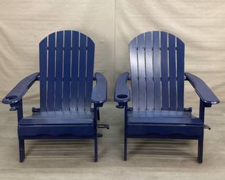 Blue Painted Wooden Adirondack Chairs (2 sets of 2)
