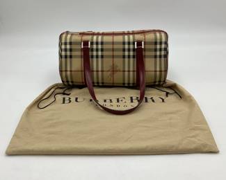 Burberry Haymarket Check Canvas Barrel Shoulder Bag