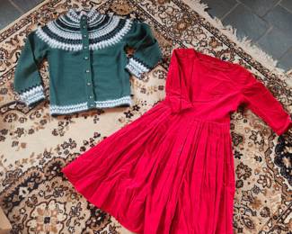 Vintage clothing. Sweater is wool and angora 