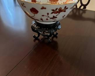 Vintage Japanese porcelain bowl with stand