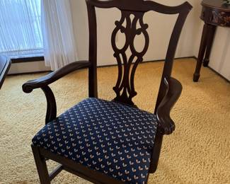 Ethan Allen Georgian Court Chippendale style cherry dining chairs. Set of 8 - 6 regular, 2 captain.