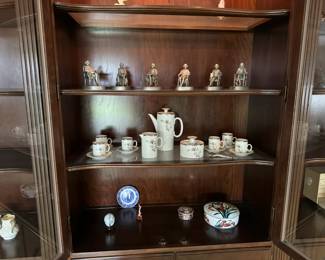 Vintage Norman Hines Founding Fathers pewter figurines. Medaillon Porcelana Renner Porto Alegre coffee/ tea set with six cups/ saucers, coffee/ tea pot, creamer & sugar.