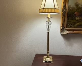 Crystal and brass buffet lamps (set of 2).