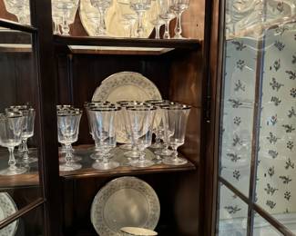 Lenox Windsong china and Fostoria Sheffield crystal.