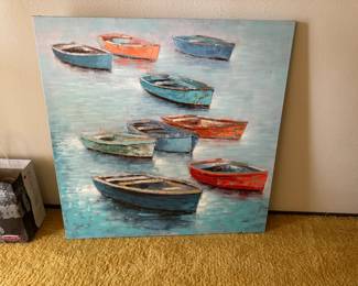 Colorful boats wall art - 4 ft