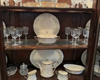 Lenox Windsong china and Fostoria Sheffield crystal.