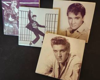 Set of four Elvis coasters with holder.