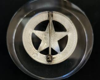 Texas Rangers 1998 175th Anniversary badge in lucite. 