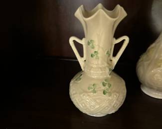 Belleek Irish porcelain shamrock vase. 