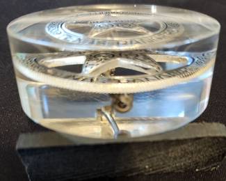 Texas Rangers 1998 175th Anniversary badge in lucite. 