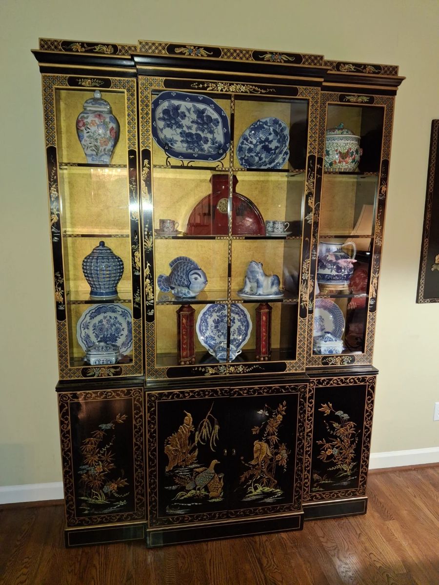 Vintage Drexel Chinoiserie Breakfront (Hand Decorated)