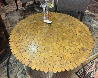 Vintage wheat base cocktail table, various sizes of glass toppers to choose from