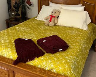 Very sturdy Full bed with mattress and box springs. Has matching chest and night stand 