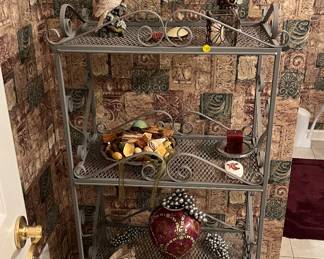 Iron bakers rack and other decor 