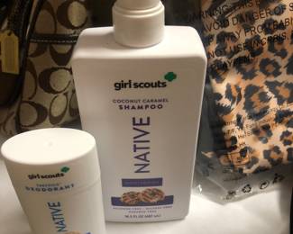 Native Shampoo Girl Scout Coconut Caramel $15 Native Deodorant Girl Scout Shortbread $12                                                                                                 
GREAT STOCKING STUFFERS and will presell some of these for porch pickup if interested in getting several. 
