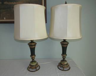 Pair of vintage onyx based lamps