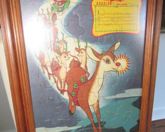 Vintage framed Rudolph puzzle