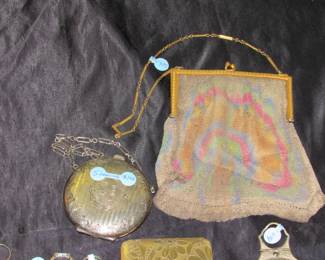 Sterling and an Art Deco Whiting Davis mesh purse