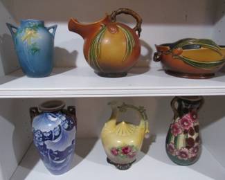 Roseville & other beautiful antique pottery & porcelain