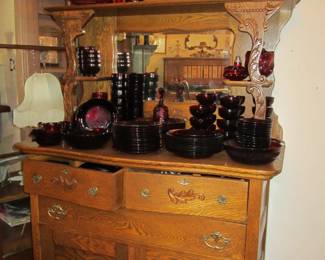 Vintage Carved Oak Sideboard