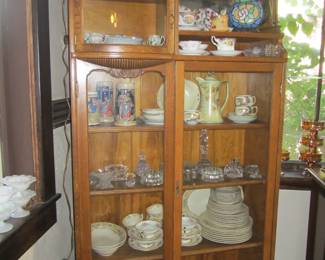 Antique Curved Glass Curio Cabinet
