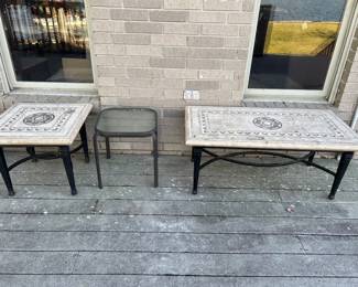 Travertine patio tables