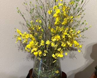 Mid Century wooden magazine table, floral