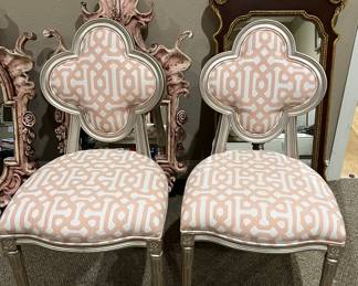 Blush pink upholstered chairs