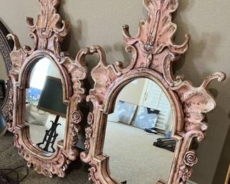 Blush pink ornate mirrors