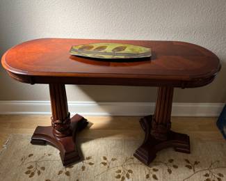 Mahogany wood pedestal console table