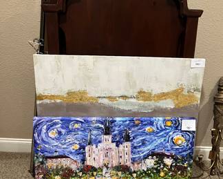 Canvas art, wooden baby bed