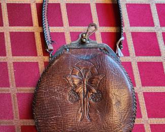 This is a fabulous 1920-1940's Leather Tooled Bag by Jimco. 