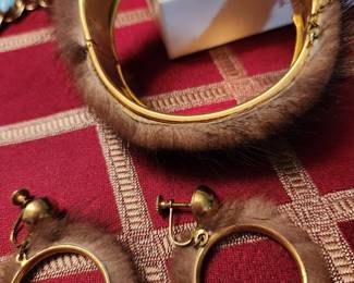 Vintage Fur Bracelet and Earrings 