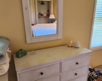 White Washed Pine Dresser and Mirror