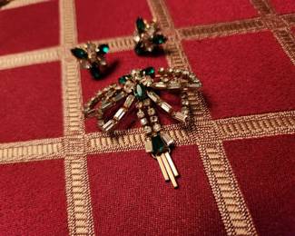 Vintage Dragonfly Pin and Matching Earrings. 