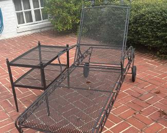 Wrought Iron Chaise with 2 shelf table!