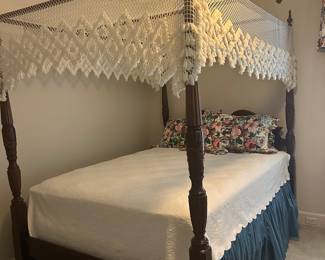 Queen Size Tester Bed with Antique Crocheted Top!