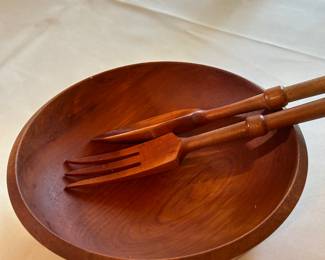 Wooden Salad Bowl with Wooden Servers