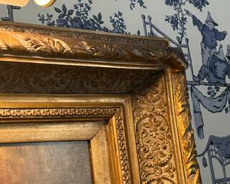 Wonderful wide antique gold frame!