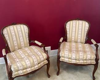Pair of French Inspired Side Chairs w/down cushions!