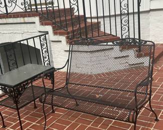 Wrought Iron Bench with Side Table!