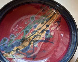 Red, blue, yellow, & green pottery bowl!