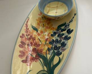 Gail PIttman hand painted oval platter and bowl!