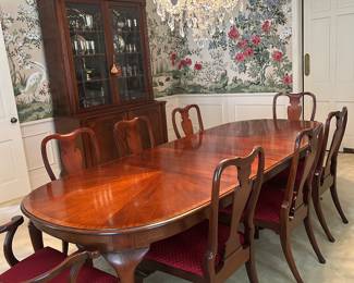 FABULOUS Dining Table with Inlay! 8 Chairs!