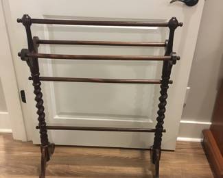 Antique mahogany quilt/ towel holder