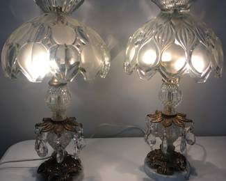 Vintage Cut Glass Boudoir Lamps
