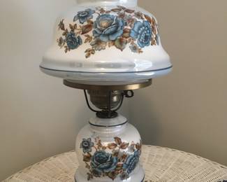 Blue Floral Hurricane Lamp Gone with the Wind Style